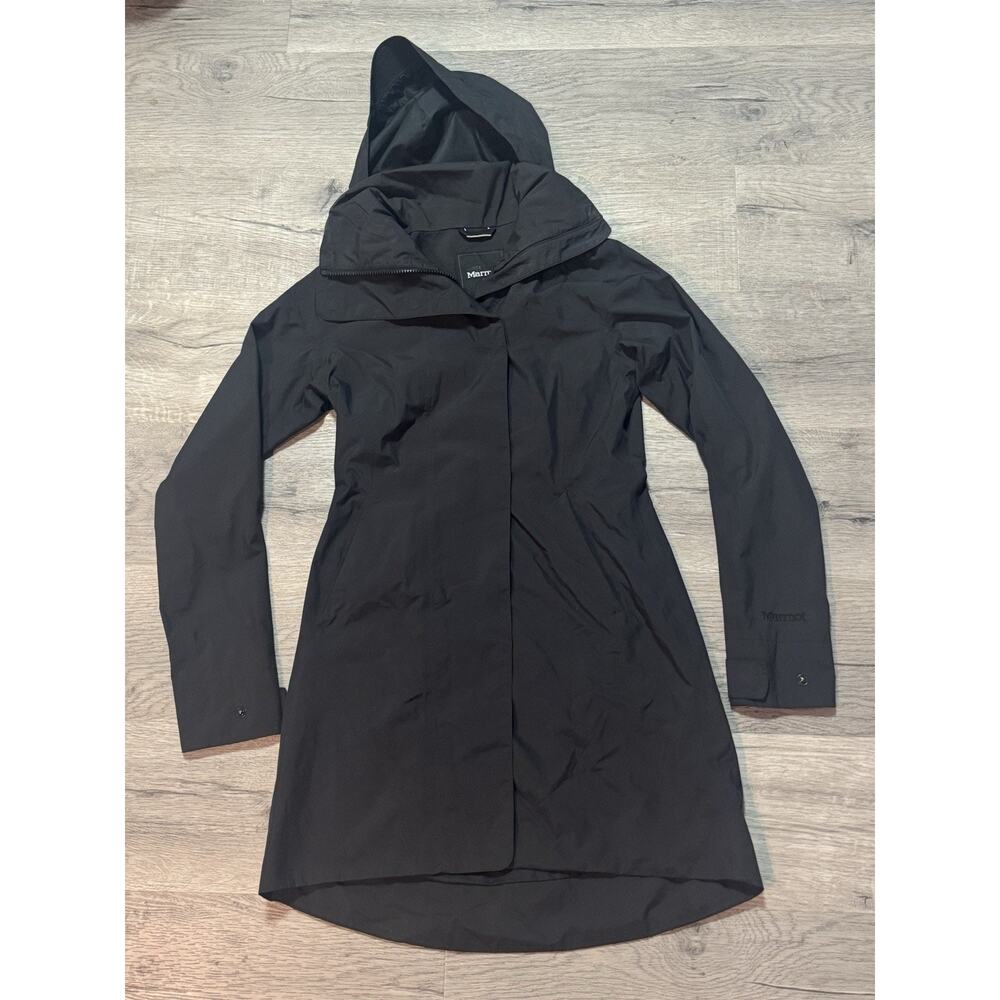Marmot Women’s XS Black Rain Jacket Trench Coat Hooded